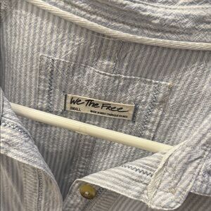 Free People Blue and White Striped Blouse